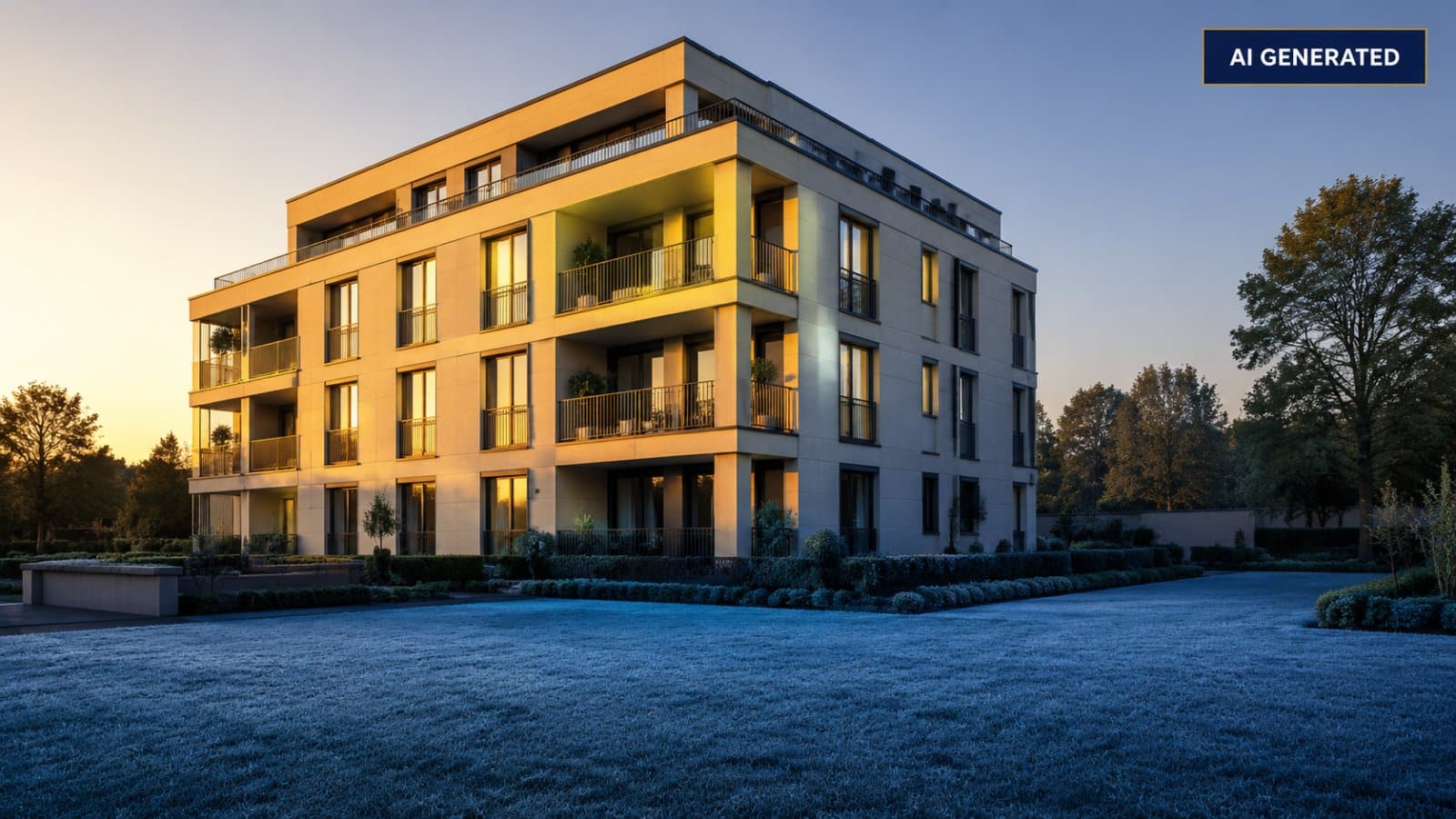 Modernes Mehrfamilienhaus mit hervorgehobenem Gebäude und Grundstück zur Kaufpreisaufteilung einer Immobilie
